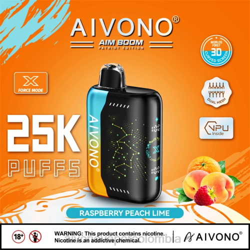 Aivono AIM BOOM 25000 frambuesa melocotón lima 48P8350 - Vaper Aivono Colombia