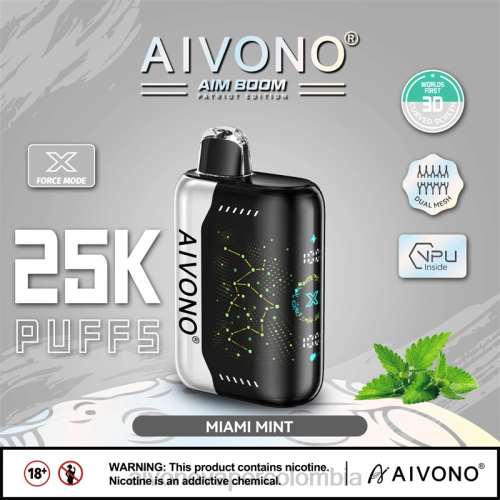 Aivono AIM BOOM 25000 menta de miami 48P8349 - Aivono Puffs Colombia