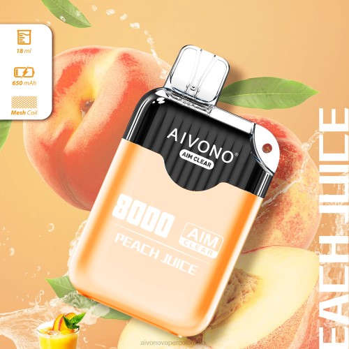 Aivono AIM CLEAR 8000 jugo de durazno 48P8203 - Aivono Puffs