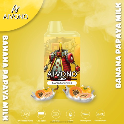 Aivono AIM MAGIC cigarrillo de caja de 5800 bocas leche de plátano y papaya 48P894 - Aivono Puffs Colombia