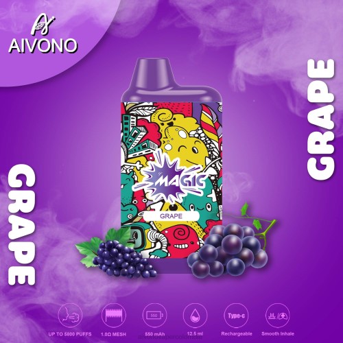 Aivono AIM MAGIC cigarrillo de caja de 5800 bocas uva 48P892 - Aivono Colombia