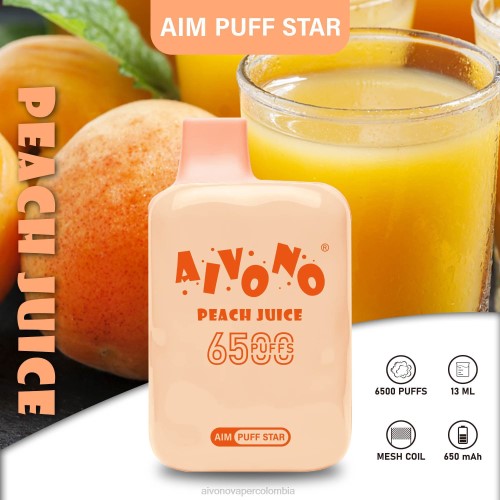 Aivono AIM PUFF STAR 6500 jugo de durazno 48P8289 - Aivono Puffs Colombia