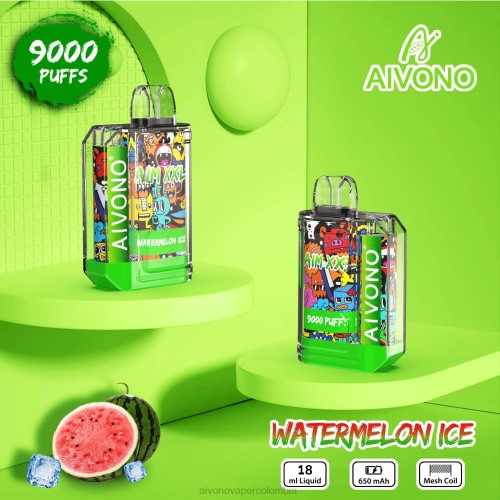 Aivono AIM XXL 9000 pegatina boca transparente hielo de sandia 48P848 - Aivono Puffs