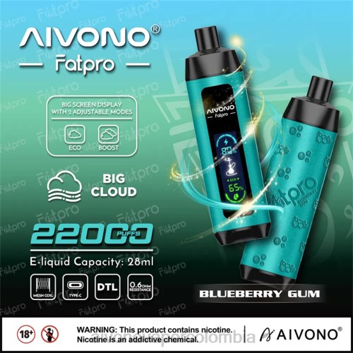 Aivono Fatpro 22000 chicle de arándanos 48P89 - Aivono Puffs Colombia