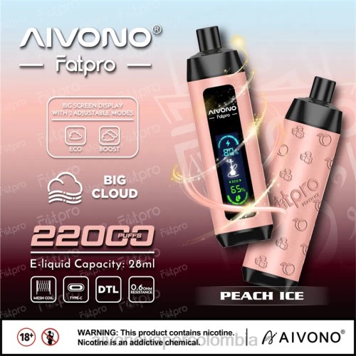 Aivono Fatpro 22000 hielo de durazno 48P85 - Vaper Aivono Colombia